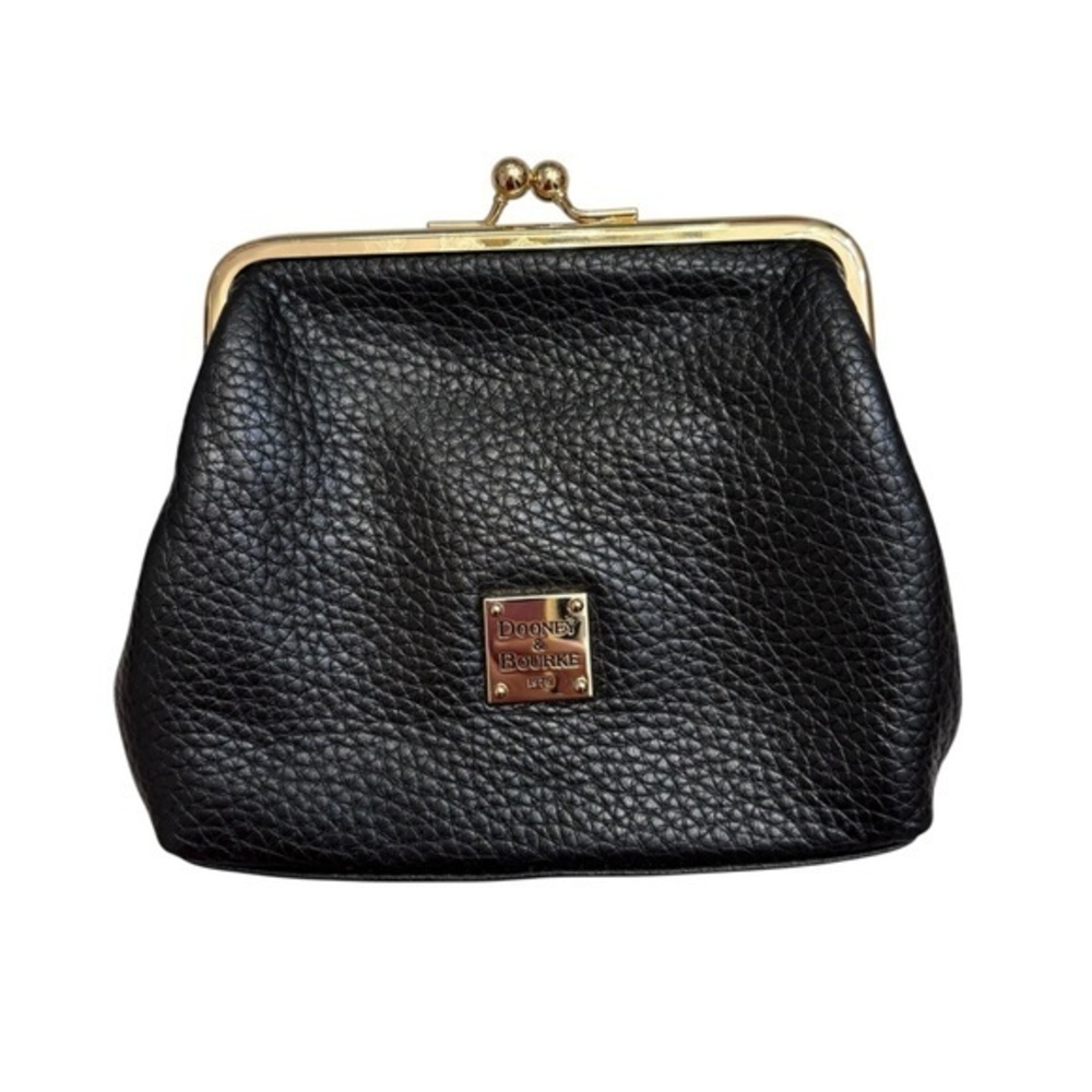 Dooney & Bourke black pebbled leather kisslock coin purse wallet